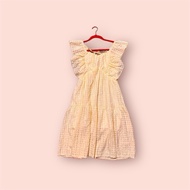 Cafe Outfit Yellow Dress Cross-Back Decoration