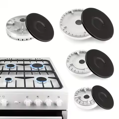 Gas Stove Burner Cap Set - Durable, High-Temperature Resistant Flame Distributors Even Cooking 4 Fla