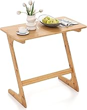 FANTASK Bamboo Laptop Table, Side Table, Z Shape, Modern Sofa Table for Coffee and Laptop, 75 x 40 x