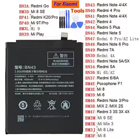 Orginal Phone Battery For Xiaomi Mi Redmi Note Mix 2 3 3S 3X 4 4X 4A 4C 5 5A 5S 5X M5 6 6A 7 8 Pro P