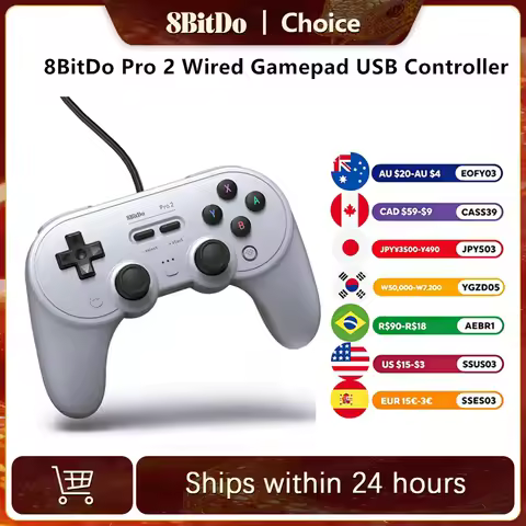 8BitDo Pro 2 Wired Gamepad USB Controller for Nintendo Switch Windows Steam Raspberry Pi NS Switch G