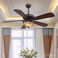 Ceiling Fan Bedroom Wooden Blade Fan Light Retro American Style led Restaurant Home Living Room Ceil