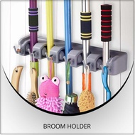 GANTUNGAN Broom Holder - Broom / Mop / Toilet Brush Hanger 5 Slots + 6 Hangers