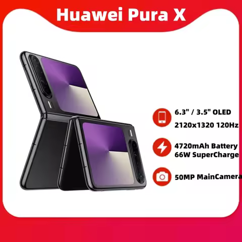 New HuaWei Pura X 6.3 Inch LTPO OLED 66W 4720mAh Charger Laser HarmonyOS 5.0.1 NFC