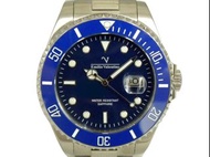 潛水錶 [VALENTINO EV9800] 范倫鐵諾 藍水鬼石英錶[海軍藍色面+日期][水晶鏡面]中性/新潮/軍錶