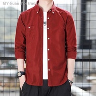 【jacket】 [M-5XL] Plus Size Men's Shirt Korean Corduroy Long Sleeve Shirt Thin Business Casual Top Fashion Plus Size Jacket