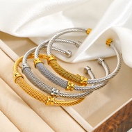 1.18 Open Titanium Steel Bracelet 18k Gold-Plated Gold Twist Bracelet Unique Niche Female Bracelet