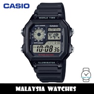 (100% Original) Casio AE-1200WH-1A Youth Digital 10 Year Battery Life Black Resin Men Watch AE1200 A