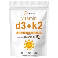 Micro Ingredients Vitamin D3 K2 5000IU /2000IU / 1000IU, Infused with Virgin Coconut Oil, 300 Softge