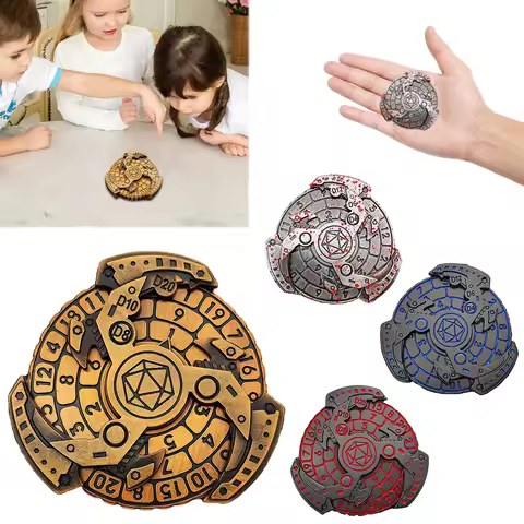 7 in 1 Fingertip Gyro Style Dnd Metal Dice Metal Dnd Dice with D&D Dice Box DND Roulette Dice Spinne