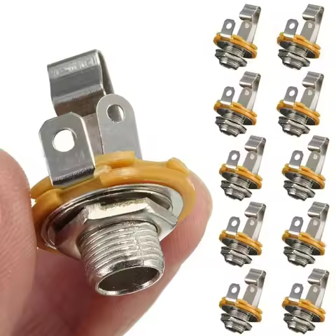 10pcs 1/4" Mono Input Jack Plug Socket For Electric Guitar Bass Guitar Pickup Output Jack Plug Socke