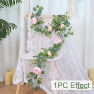 Goo-Artificial Eucalyptus Vines with Peony Flower 5.9ft Faux Floral Hanging Garland for Wedding Part