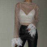MORSE Oxy Top | Transparent Top with Feathers | Fur Top