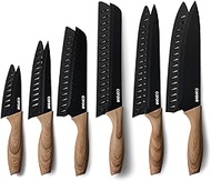 CAROTE 12PCS Knife Set, Stainless Steel Kitchen Knife Set with Nonstick Ceramic Coating Dishwasher S