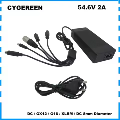 48V 2A Lithium Charger 54.6V 2A For 13S 48 V Li-ion Battery Charger DC GX12 GX16 XLRM 8 mm (OD) 5 in