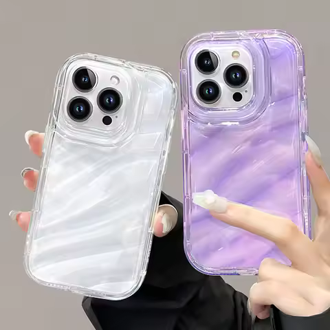 Laser Water Wave Ripple Case For iPhone 15 16 14 13 12 11 Pro Max XR X XS 6 7 8 Plus Fundas Clear Ho