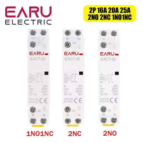 2P 16A 20A 25A 1NO 1NC 2NO 2NC AC 220V 230V 50/60Hz Din Rail Mounted Household Modular AC Contactor
