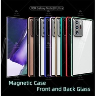 Samsung Galaxy Note 20 Ultra Note20Ultra Note20 Magnetic Case Metal Magnetic Adsorption Double sided Tempered Glass Bumper Flip Cover Hard Front and Back 360 Protection Casing