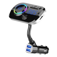 Bluetooth 5.0 FM Transmitter for Car Wireless FM Radio Adapter Car Kit Hands-Free Dual USB Ports wit