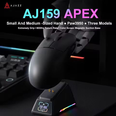 AJAZZ AJ159 APEX Mouse Tri Mode Wireless 8K PAW3950 Sensor Low Latency Gaming Mouse Charge Base Cust