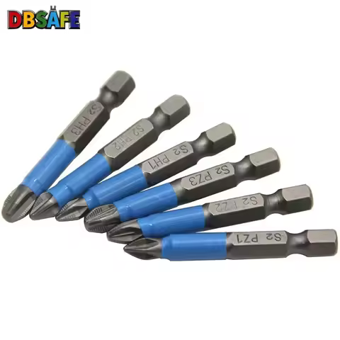 6Pcs Hexagonal Handle Anti Skid Electric Screwdriver Woodworking Cross Screwdriver Tool Set PH1 PH2 