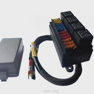 12-Way Fuse Box Caravan Modification Fuse Box 4 Relays +12 Fuses 12V-24V Motorcycle Equipment Access