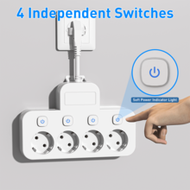 1pc EU Plug AC Power Socket, Multi-Outlet Wall Socket With Separate Control Switches, Flexible Short