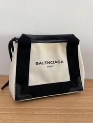 Balenciaga Navy Cabas small leather-trimmed printed canvas tote 袋