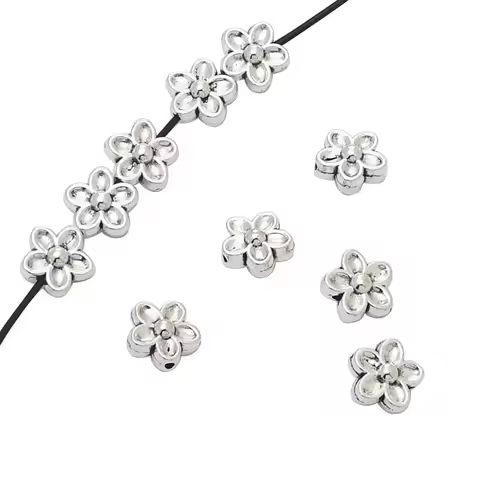 30Pcs Tibetan Silver Metal spacer beads Flower Bead Spacer Charms for Jewelry Making Findings