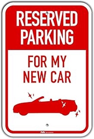 PKRP-0077-RA_"Reserved Parking for My New Car, R/W" Aluminum Sign, 12" x 18", Silhouette New Car