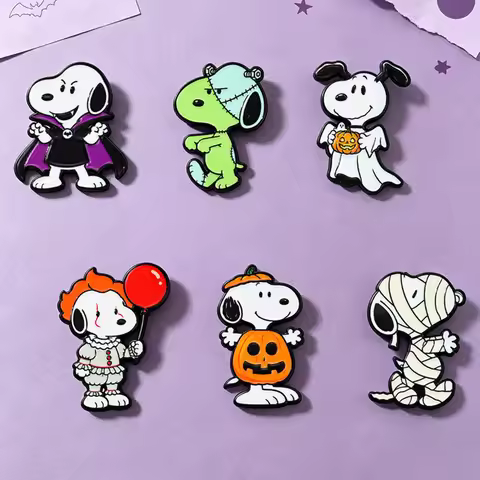 6Pcs Halloween Cosplay Dog Enamel Pins Set, Mummy Vampire Pumpkin Lapel Brooch Badge for Backpack Cl