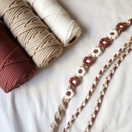 可調節法式編織小花手機掛繩 背繩