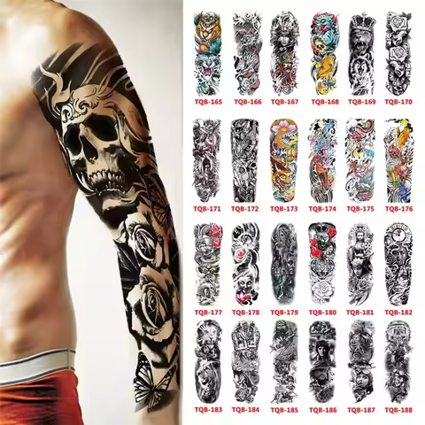 Waterproof Temporary Tattoo Sticker Totem Geometric Full Arm Large Size Sleeve Tatoo Fake tatto flas