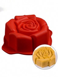 1個玫瑰形矽膠蛋糕模,可製作杯形蛋糕、鬆餅、糖果、巧克力布丁等烘焙工具(隨機顏色)