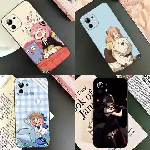 S-spy X Family-H Anime Phone Case Black Case With For Xiaomi 11 12 Redmi Note 11 5G 8T 9A 9 10T Note