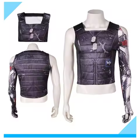 Johnny Cosplay Silverhand T-shirt Vest Costume Adult Men Fantasy Tops Game Roleplay Outfits Hallowee