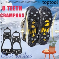 TOPTOOL 1 Pair Ice Gripper Spike, 5/8 Teeth Universal Shoes Crampons,  Anti-Slip Spike Spike Grips C