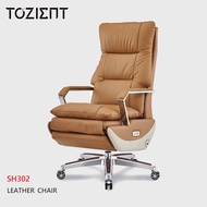 TOZIENT Office Electric Leather chair [SH302] Boss Chair Office Chair ก้าอี้ออฟฟิศ เก้าอี้บอส เก้าอี้หนังแท้ เก้าอี้คอมพิวเตอร์ หลังสูง Computer Chair Universal Wheel Simple Modern Lift Spinning Chair Manager Chair Supervisor Chair