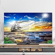 TV Screen Protector Cover,Seaside Beach Printing Dust Proof Cover Waterproof TV Dust Cloth Cover For Wall Mounted Desktop Curved Screen(Size:40-43in(102x65cm),Color:A)