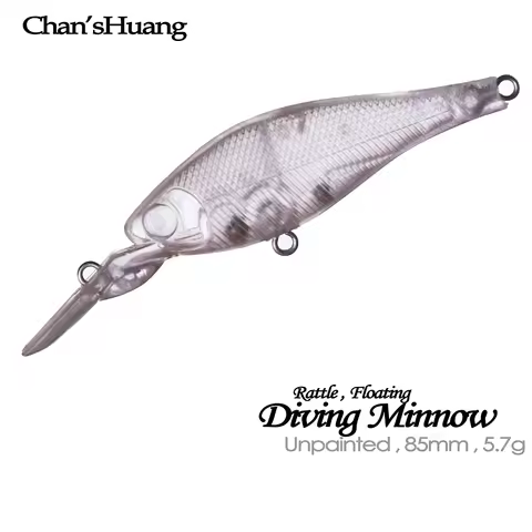 Chan’sHuang 20PCS Unpainted Blank Fishing lures 8.5cm 5.7g Rattle Floating Diving Minnow DIY Handmad
