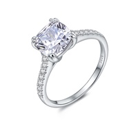 925 Sterling Silver Ring 0.31 x 0.31 Inches Square Zircon 0.07 Inches Width Women's Ring Size 6-8