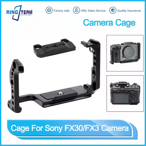For Sony FX30 FX3 Cameras - Solid Metal Camera Cage with Cold Shoe 1/4" 3/8" Threads Anti-Scratch Pr