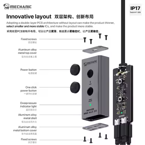 NEW MECHANIC Power Pro Max 2.0 for Iphone X-17PM One Button Power Cord Fast Start Test Cable with FP
