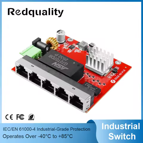 Unmanaged Mini 5-Port Gigabit Industrial Switch PCBA Board 1000Mbps Industrial Ethernet Switch PCBA 