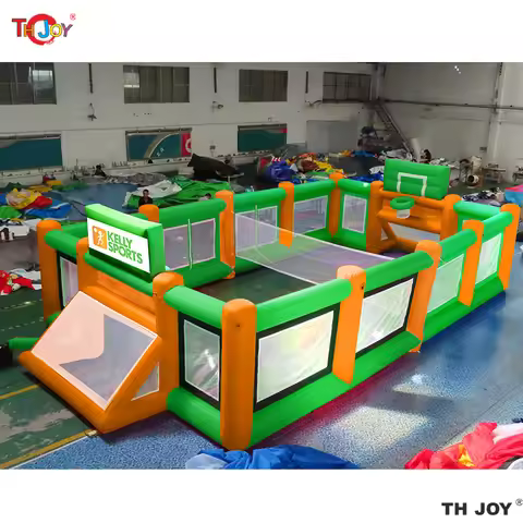 15x8m Multiple 3 in 1 Inflatable Sports Arena Inflatable Soccer Field with Basketball Hoop and Footb