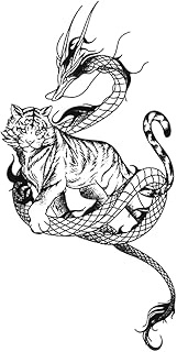 Cool Tattoos,Dragon Tiger,Dragon Tattoos,Resilience,Real Tattoo Look,Water-Resistant,Lasts 1-2 Weeks