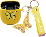 Case for Bose QuietComfort Earbuds II 2022, Cute Cartoon Butterfly Charm Soft Silicone Skin Women Girls Men Protective with Fun Cool Keychain for Bose Earbuds ii Case (Yellow)