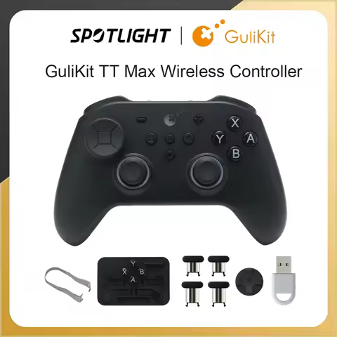 GuliKit TT MAX Wireless Game Controller with Tension Adjustable TMR Joysticks Anti Drift Gamepad for