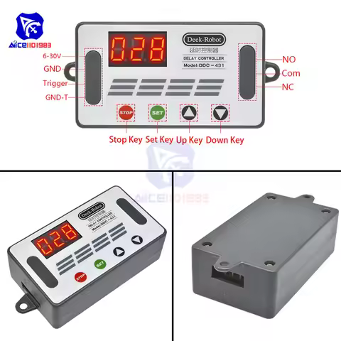 DC 12V Delay Timer Relay 3 Bits Digital Tube LED Display 4 Control Switch Delay Timer Relay with Cas
