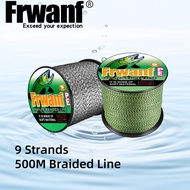 Frwanf 9 Strands 500M Braided Fishing Line PE Line X9 Braid Line 15-110LB Spot Line Black&White/Yell